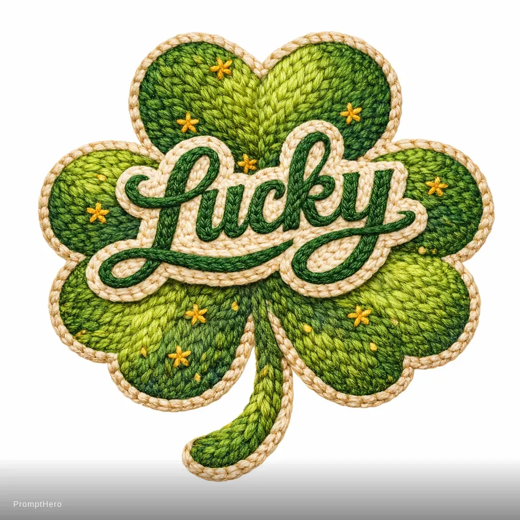 변형 1 — 필기체 'Lucky'와 그라디언트 그린 팔레트를 구체화한 버전(9c78dfef1c9와 프롬프트 원문 완전 동일)