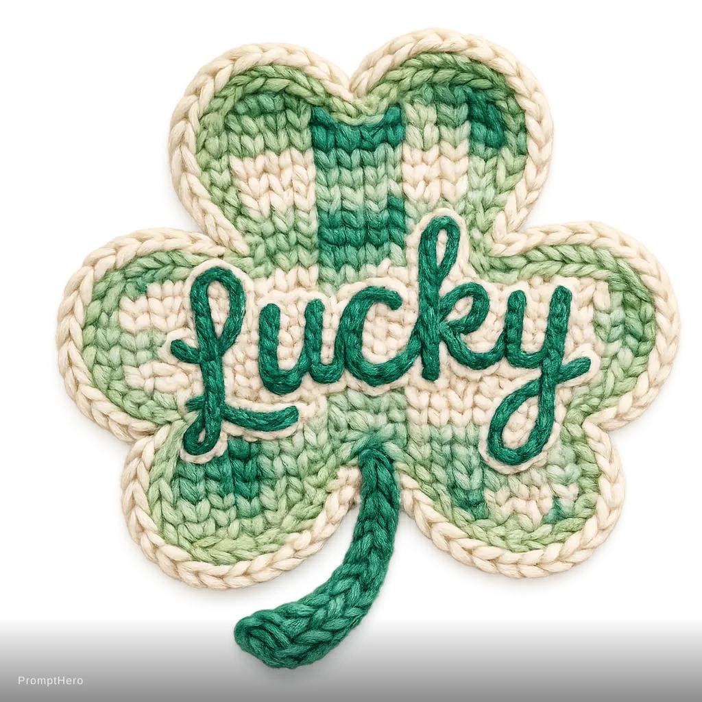 변형 3 — 하트 모양 잎사귀만 지시했지만 실제로는 이전 결과와 거의 같은 둥근 잎 형태에 'Lucky' 글자까지 그대로 남았다