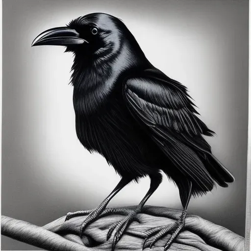 스크래치보드 까마귀 판화 (Scratchboard Crow Engraving) 대표 이미지