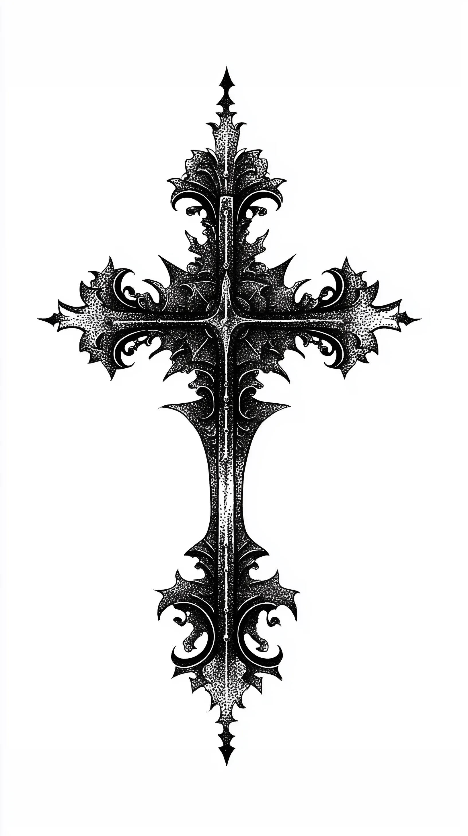 고딕 크로스 스티플 타투 (Gothic Cross Stipple Tattoo) 대표 이미지