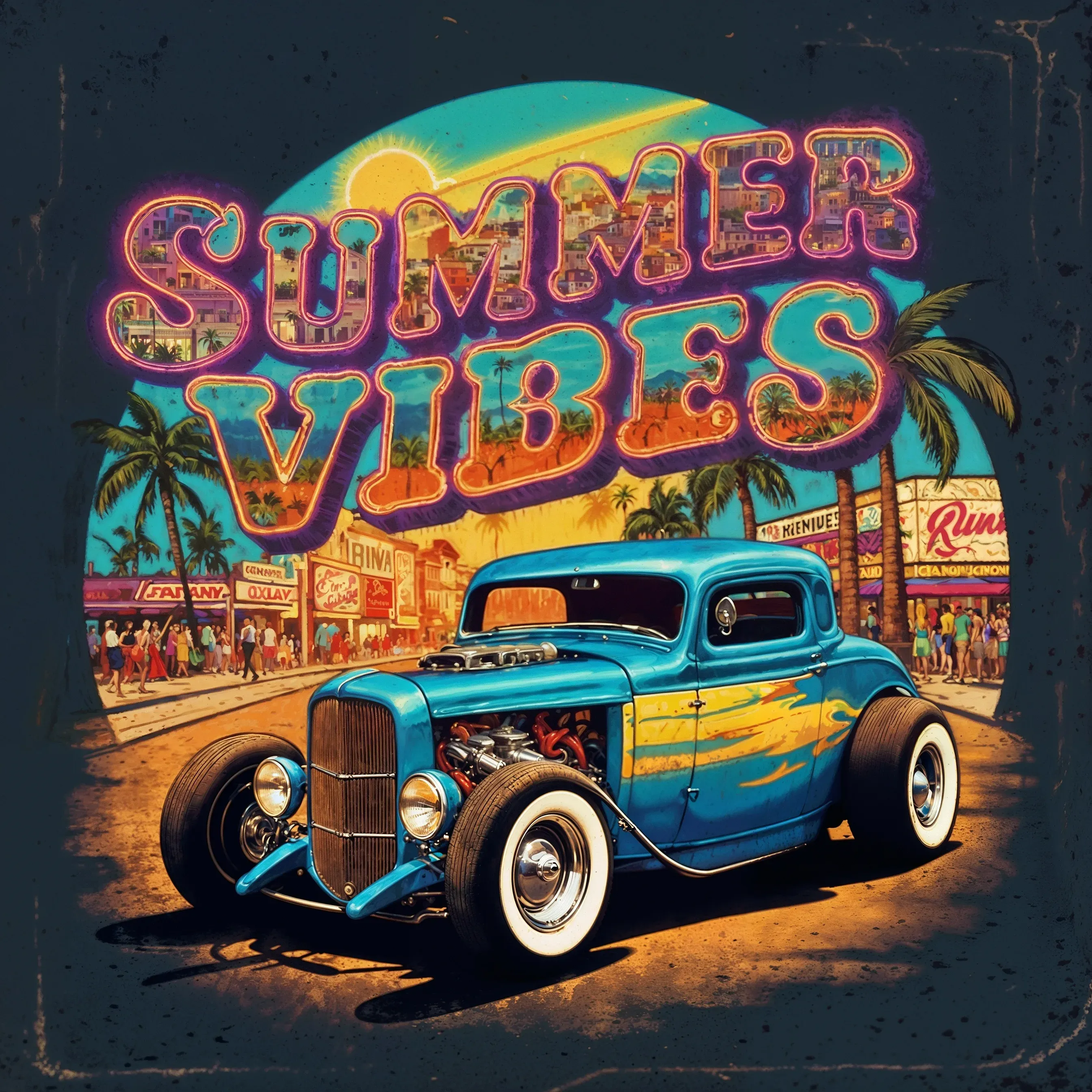 레트로 핫로드 티셔츠 그래픽 (Retro Hot Rod T-Shirt Graphic) 대표 이미지