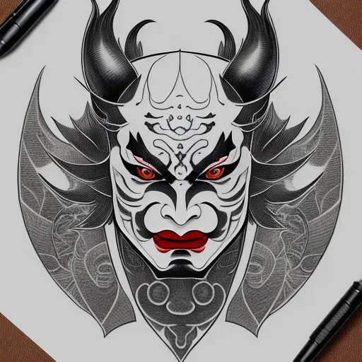 한냐 가면 블랙워크 타투 (Hannya Mask Blackwork Tattoo) 대표 이미지